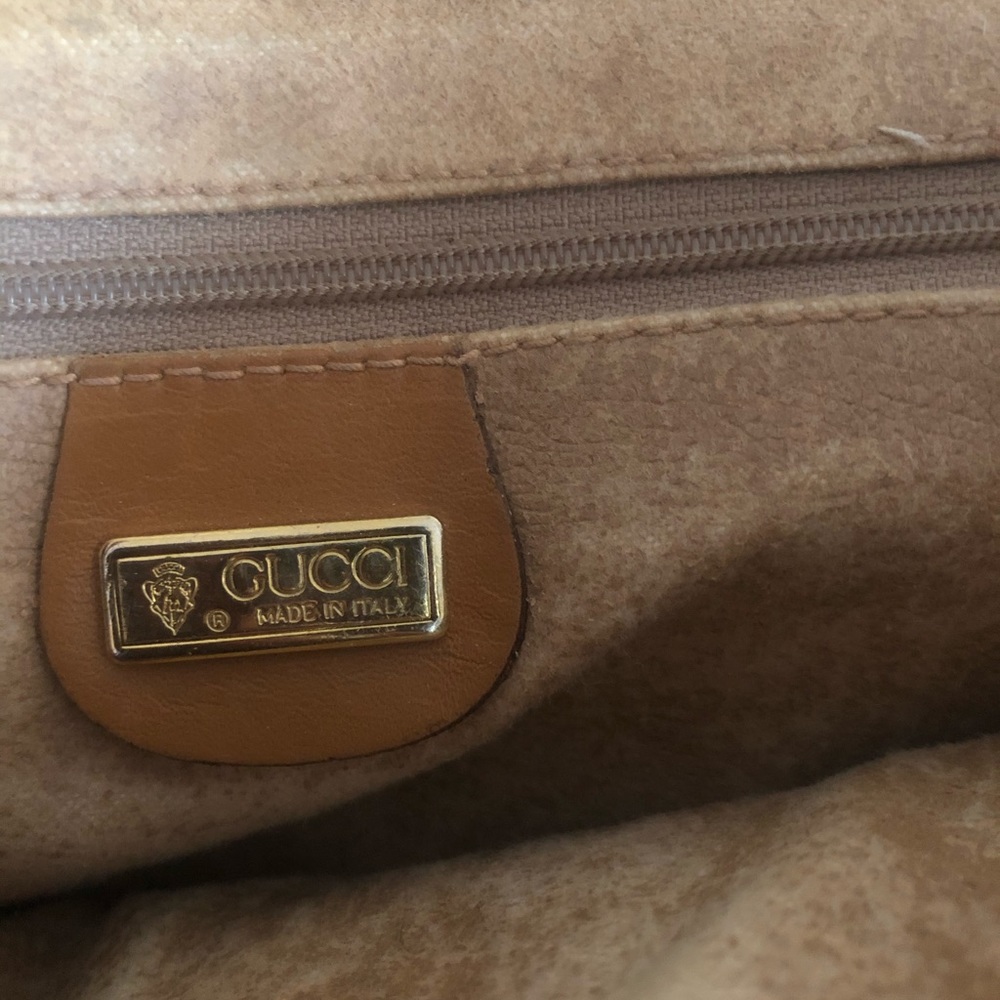Gucci Beige Monogram Canvas Clutch with Tan Leather Trim - Picture 11 of 16